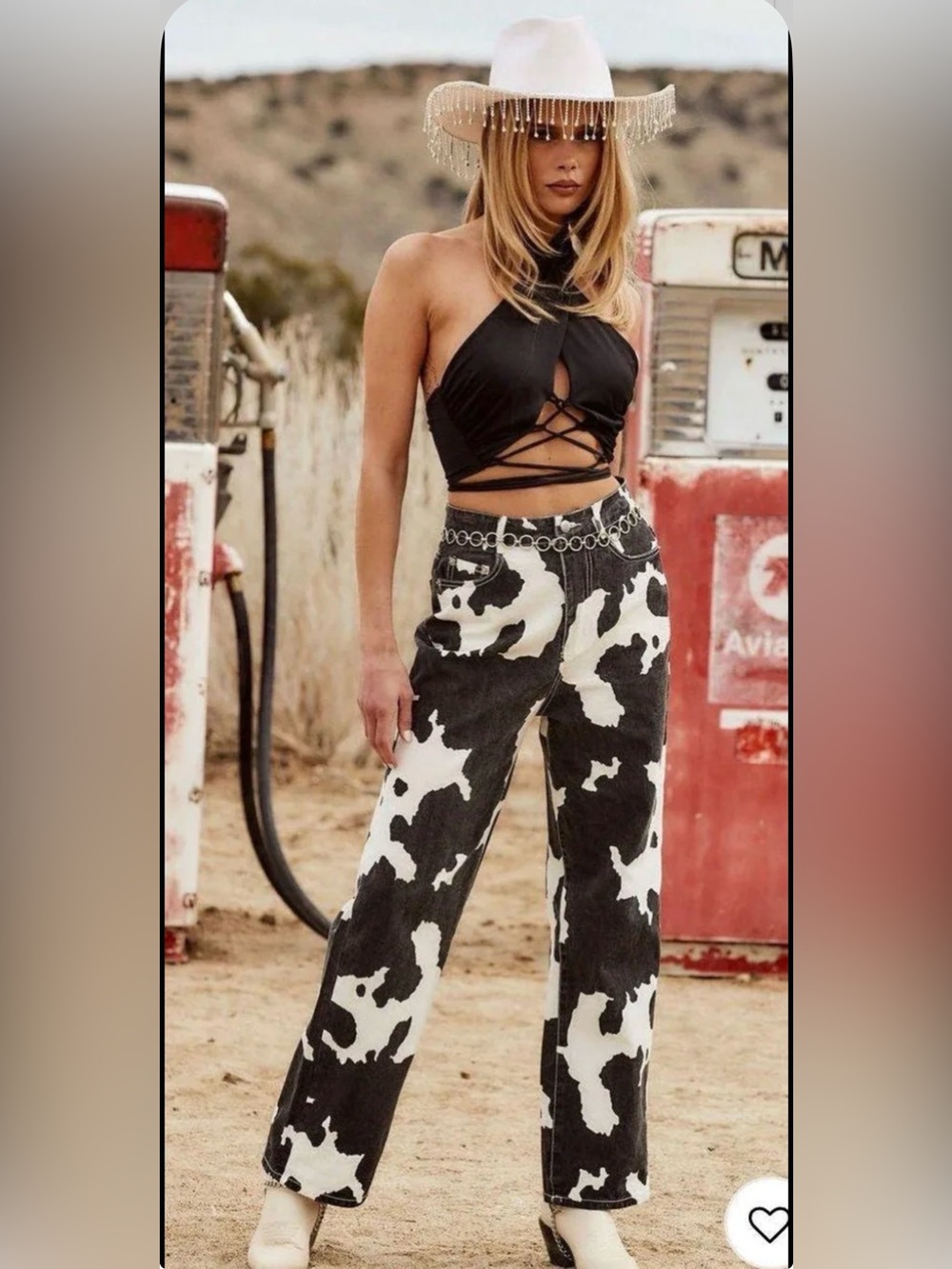 12th Tribe Midland Cow Print Jeans